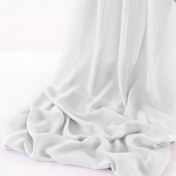 White Pack of 10 10ft Wool Dobby Chiffon Table Runner 29x120 Inches Runner for Wedding, Decorations for Birthday Parties, Banquets, Engagements, Sheer