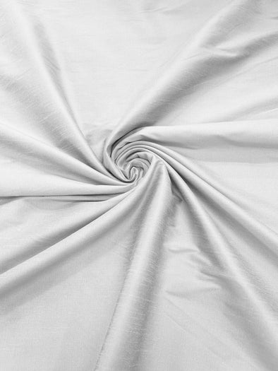 White Polyester Dupioni Faux Silk Fabric/ 55” Wide/Wedding Fabric/Home Décor.