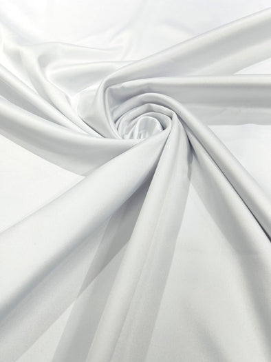 White Matte Stretch Lamour Satin Fabric 58" Wide/Sold By The Yard. New Colors