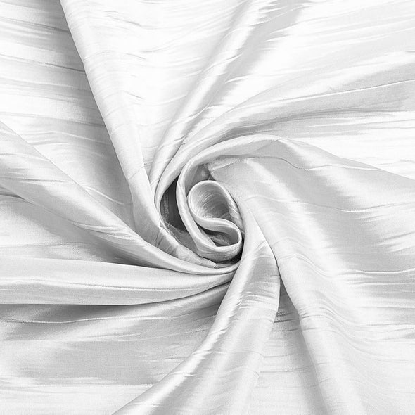 White Crushed Taffeta Fabric - 54" Width - Creased Clothing Decorations Crafts - Sold By The Yard