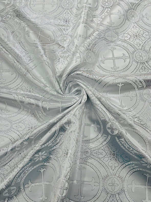 Cross Brocade Jacquard Satin/Religious Brocade/58" Wide/Liturgical Fabric/Church/Vestment-By The Yard