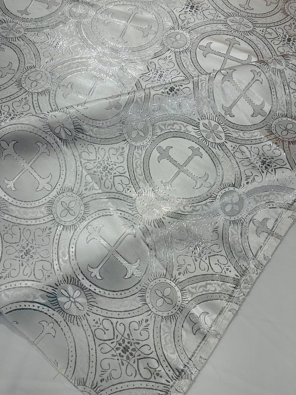 Cross Brocade Jacquard Satin/Religious Brocade/58" Wide/Liturgical Fabric/Church/Vestment-By The Yard