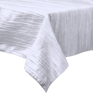 White Rectangular Light Weight Accordion Design Crushed Taffeta Seamless Table Overlay.