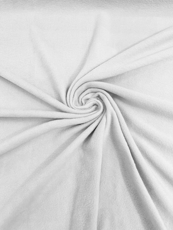 White Solid Polar Fleece Fabric Sold by the yard 60"Wide|Antipilling 245GSM |Medium Soft Weight| Blanket Supply,DIY, Decor,Baby Blanket