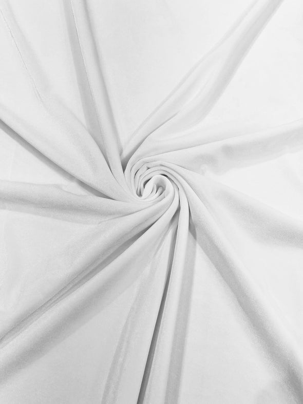 White 60" Wide 90% Polyester 10 percent Spandex Stretch Velvet Fabric for Sewing Apparel Costumes Craft, Sold By The Yard.