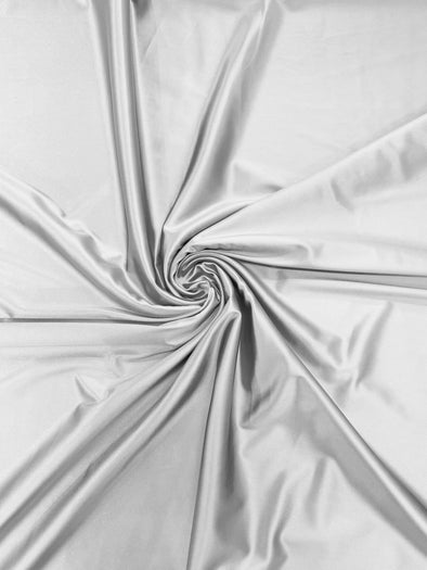 White Heavy Shiny Satin Stretch Spandex Fabric/58 Inches Wide/Prom/Wedding/Cosplays