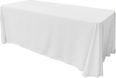 White Rectangular Polyester Poplin Tablecloth Floor Length / Party supply