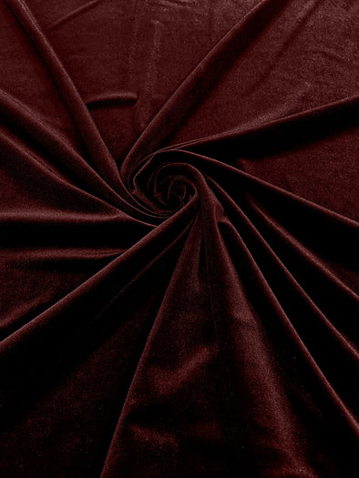 Wine 60" Wide 90% Polyester 10 percent Spandex Stretch Velvet Fabric for Sewing Apparel Costumes Craft, Sold By The Yard.