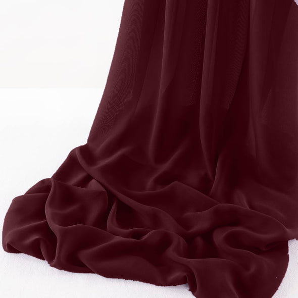 Wine Wool Dobby Chiffon Sheer Table Runner for Wedding, Decorations for Birthday Parties, Banquets, Engagements.