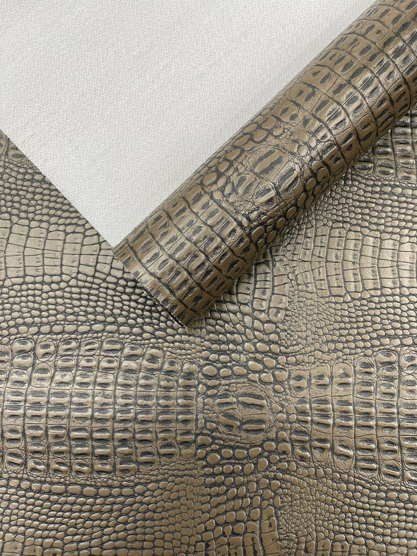 Crocodile Marine Vinyl 2 Tone Upholstery, Crocodile Skin Texture Faux Leather PVC Vinyl, 54" Wide.