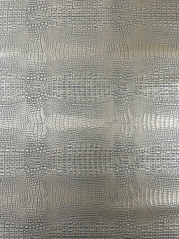 Crocodile Marine Vinyl 2 Tone Upholstery, Crocodile Skin Texture Faux Leather PVC Vinyl, 54" Wide.