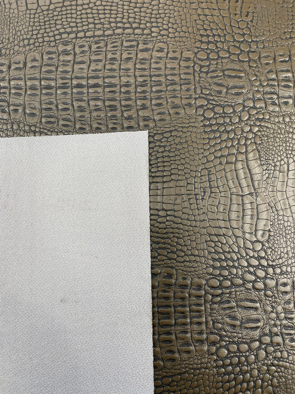 Crocodile Marine Vinyl 2 Tone Upholstery, Crocodile Skin Texture Faux Leather PVC Vinyl, 54" Wide.