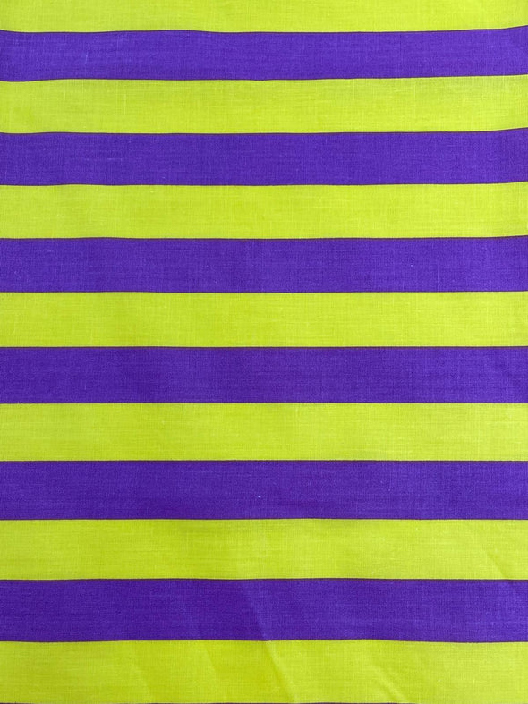 60" Wide by 1" Stripe Poly Cotton Fabric Sold By The Yard