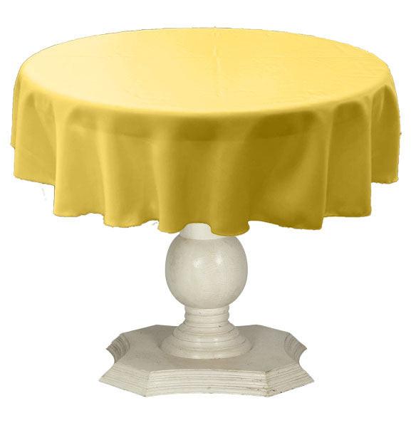 Yellow Round Tablecloth Solid Dull Bridal Satin Overlay for Small Coffee Table Seamless