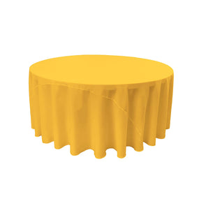 Yellow Solid Round Polyester Poplin Tablecloth With Seamless