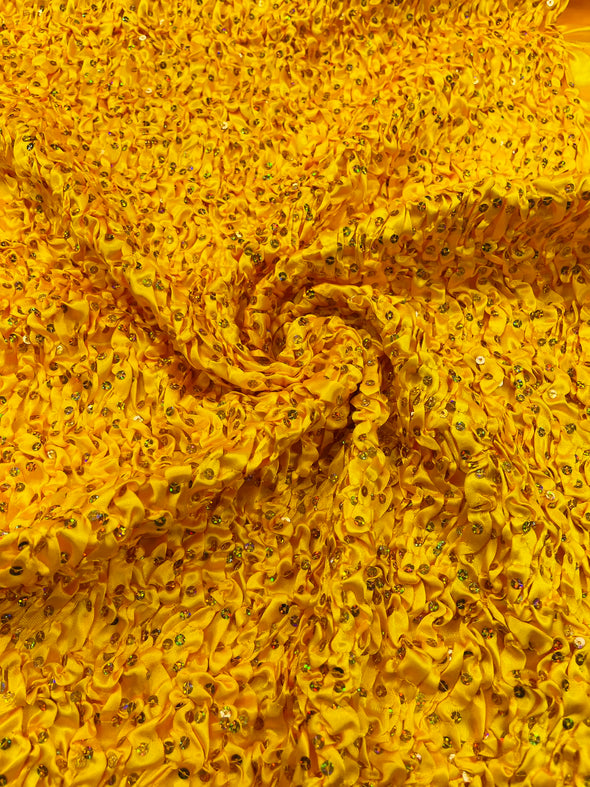 Pleated Stretch Satin Ruffle lace Trim With Hologram Sequin/24" Wide/Sold By The Yard.