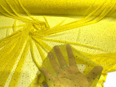 Yellow Sheer All Over AB Rhinestones On Stretch Power Mesh Fabric, Sold by The Yard (Copy)