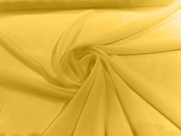 Yellow Polyester 58/60" Wide Soft Light Weight, Sheer, See Through Chiffon Fabric Sold By The Yard.