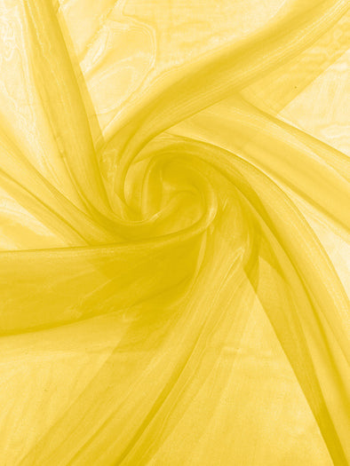 Yellow 58/60"Wide 100% Polyester Soft Light Weight, Sheer Crystal Organza Fabric Sold By The Yard