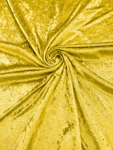 Yellow Solid Crushed Velour Stretch Velvet Fabric 59/60" Wide Sold By The Yard.