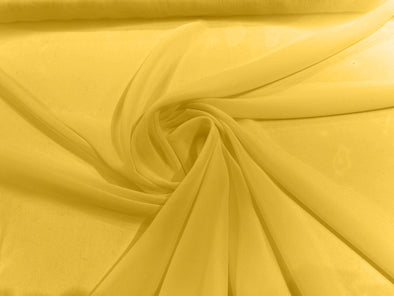 Yellow Polyester 58/60" Wide Soft Light Weight, Sheer, See Through Chiffon Fabric Sold By The Yard.