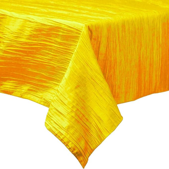 Yellow Rectangular Light Weight Accordion Design Crushed Taffeta Seamless Table Overlay.