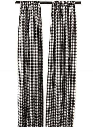 Black Checkered Country Plaid Gingham Checkered Backdrop Drapes Curtains Panels, 1 Pair.