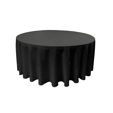 Black Solid Round Polyester Poplin Tablecloth With Seamless