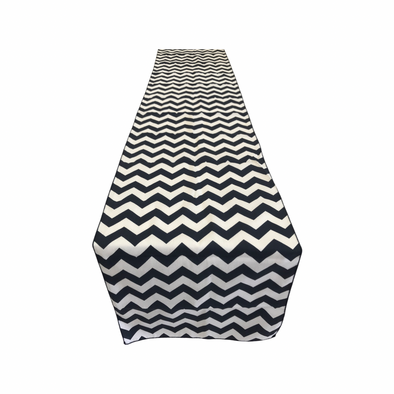 Black Chevron Print Poly Cotton Table Runner. ( Choose Size Below )