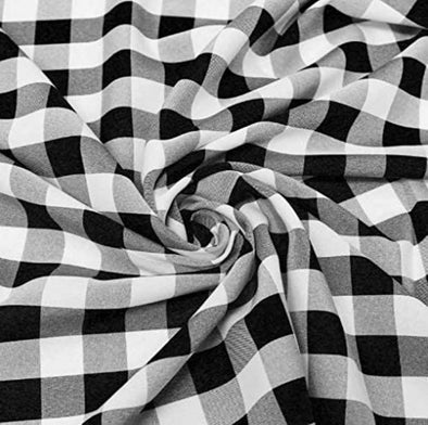 Black 58/59" Wide 100% Polyester Poplin 1" Square Gingham Checkered Fabric By The Yard