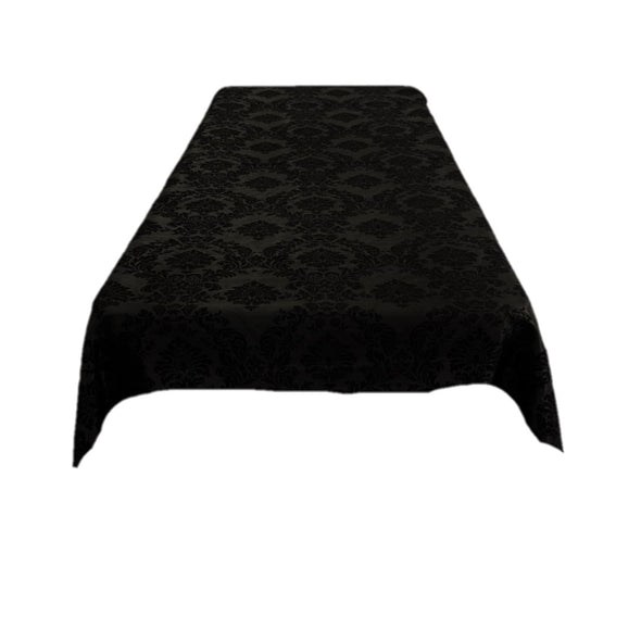 Black Rectangular Tablecloth - Decorative Damask Polyester Taffeta Tablecloth.