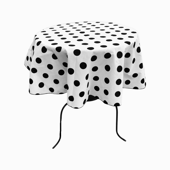 Black Dot on White Round Polka Dot Poly Cotton Tablecloth ( Choose Size Below )