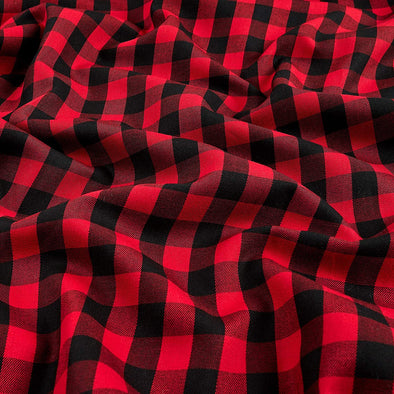 Black Red 58/59" Wide 100% Polyester Poplin 1" Square Gingham Checkered Fabric By The Yard