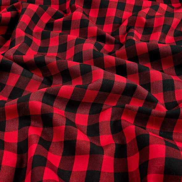 Black Red 58/59" Wide 100% Polyester Poplin 1" Square Gingham Checkered Fabric By The Yard