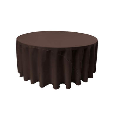 Brown Solid Round Polyester Poplin Tablecloth With Seamless