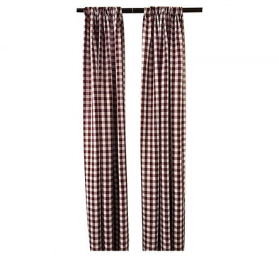 Burgundy Checkered  Country Plaid Gingham Checkered Backdrop Drapes Curtains Panels, 1 Pair.