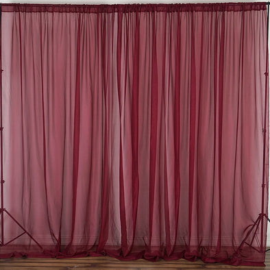 Burgundy 2 Panels - Polyester See Through Chiffon Backdrop Drape Curtain Panel.