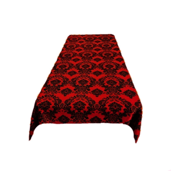 Burgundy Rectangular Tablecloth - Decorative Damask Polyester Taffeta Tablecloth.