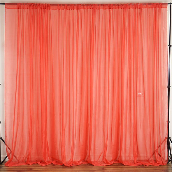 Coral 2 Panels - Polyester See Through Chiffon Backdrop Drape Curtain Panel.