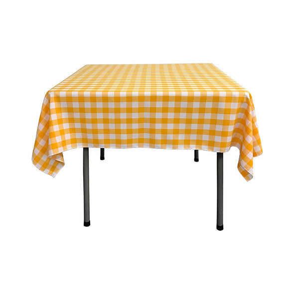 Dark Yellow Square Tablecloth Polyester Checkered Gingham Plaid Table Overlay