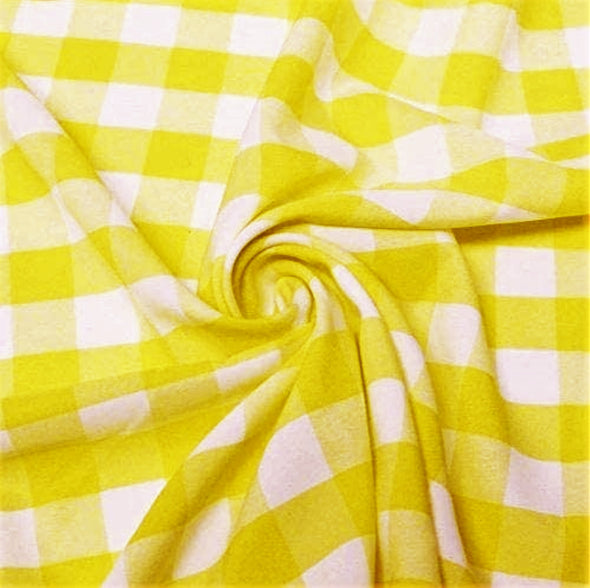 Dark Yellow 58/59" Wide 100% Polyester Poplin 1" Square Gingham Checkered Fabric By The Yard