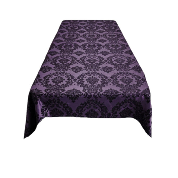 Eggplant Rectangular Tablecloth - Decorative Damask Polyester Taffeta Tablecloth.