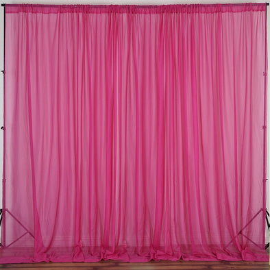 Fuchsia 2 Panels - Polyester See Through Chiffon Backdrop Drape Curtain Panel.