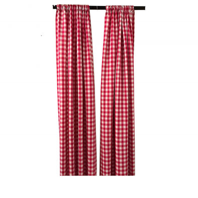 Fuchsia Checkered Country Plaid Gingham Checkered Backdrop Drapes Curtains Panels, 1 Pair.