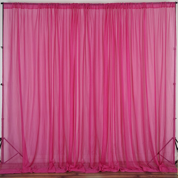 Fuchsia 2 Panels - Polyester See Through Chiffon Backdrop Drape Curtain Panel.