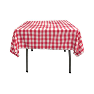 Fuchsia Square Tablecloth Polyester Checkered Gingham Plaid Table Overlay