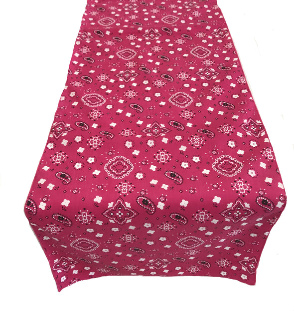 12" Wide x 108" Long, Bandanna Print Poly Cotton Table Runner.