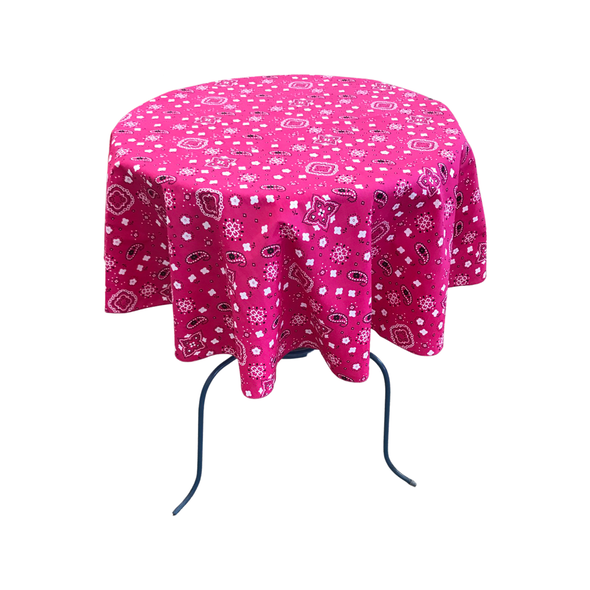 Fuchsia Round Print Poly Cotton Tablecloth Bandanna ( Choose Size Below )