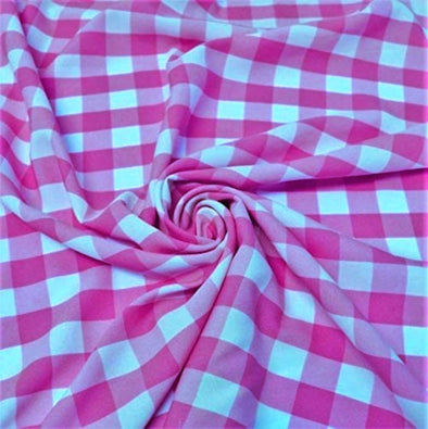 Fuchsia 58/59" Wide 100% Polyester Poplin 1" Square Gingham Checkered Fabric By The Yard