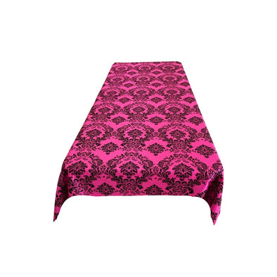 Fuchsia Rectangular Tablecloth - Decorative Damask Polyester Taffeta Tablecloth.